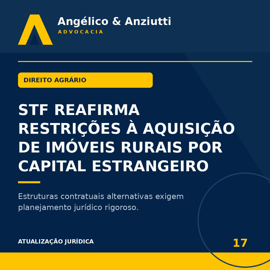 Aquisição e Arrendamento de Terras Rurais por Empresas sob Controle Estrangeiro no Brasil