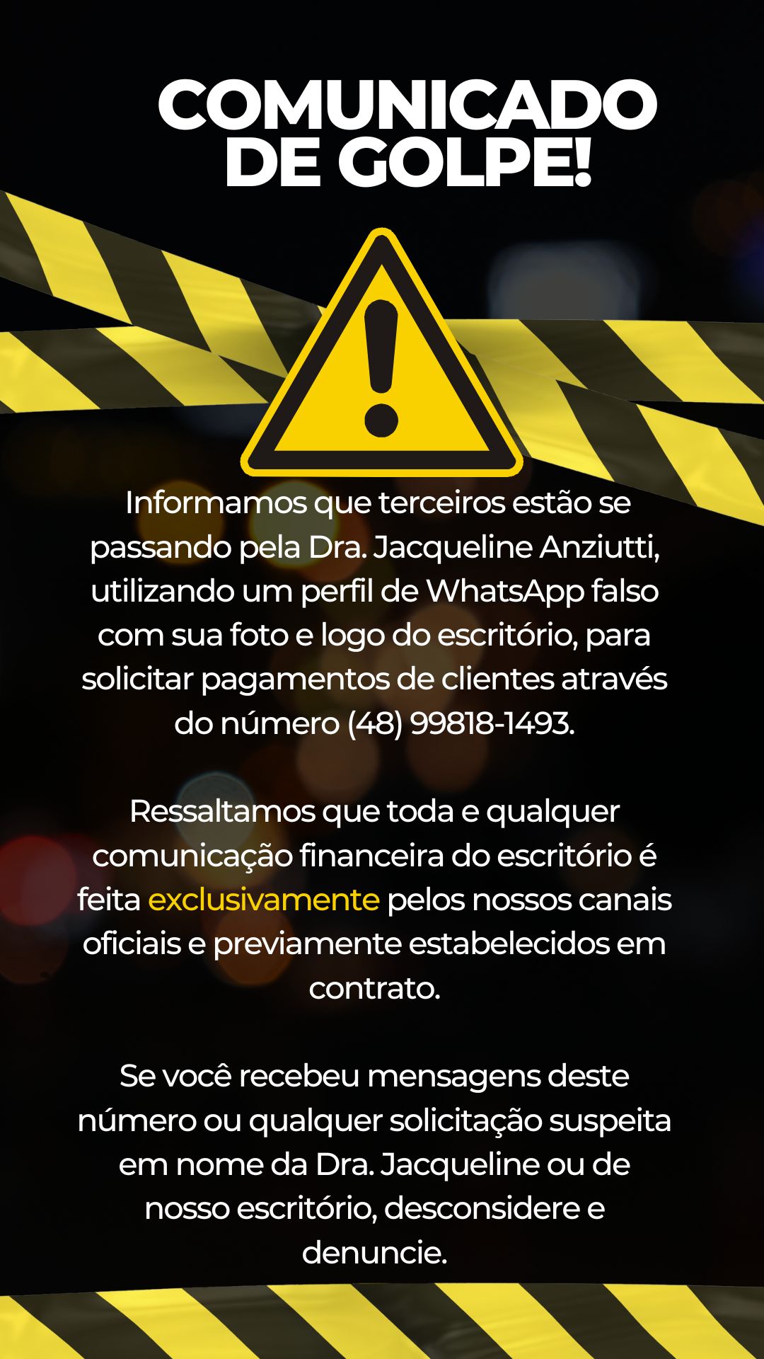 ⚠️ COMUNICADO IMPORTANTE E ALERTA DE GOLPE ⚠️
