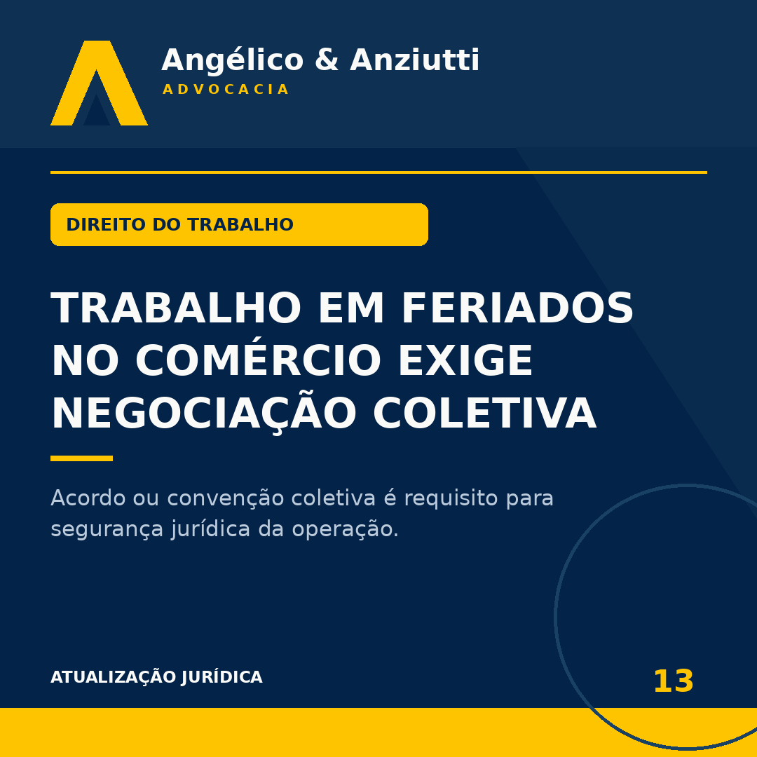A Obrigatoriedade de Acordo Coletivo para o Trabalho em Feriados no Comércio